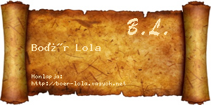 Boér Lola névjegykártya